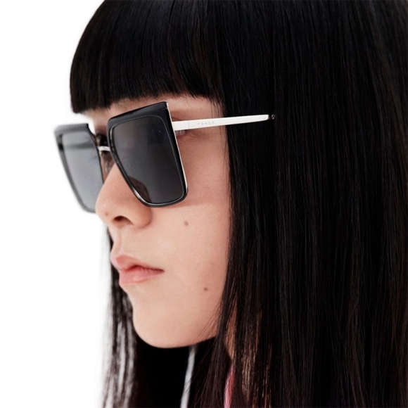 NEW PRADA WOMEN'S SUNGLASSES PR58WS 1AB5Z1 POLARIZED BLACK PRADA PR 58WS - Picture 2 of 8